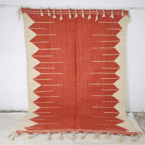 Tapis berbère Zanafi blanc et orange - SAFIA RUGS