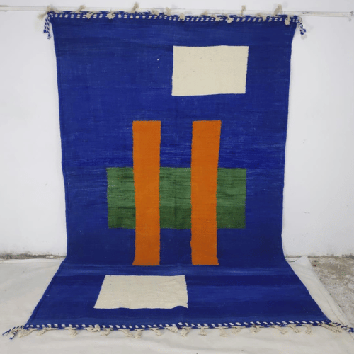 Tapis berbère Zanafi bleu motifs - SAFIA RUGS