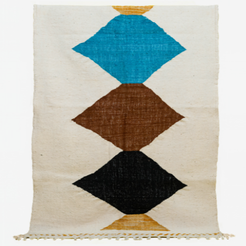 Tapis berbère Zanafi jaune Marron bleu - SAFIA RUGS