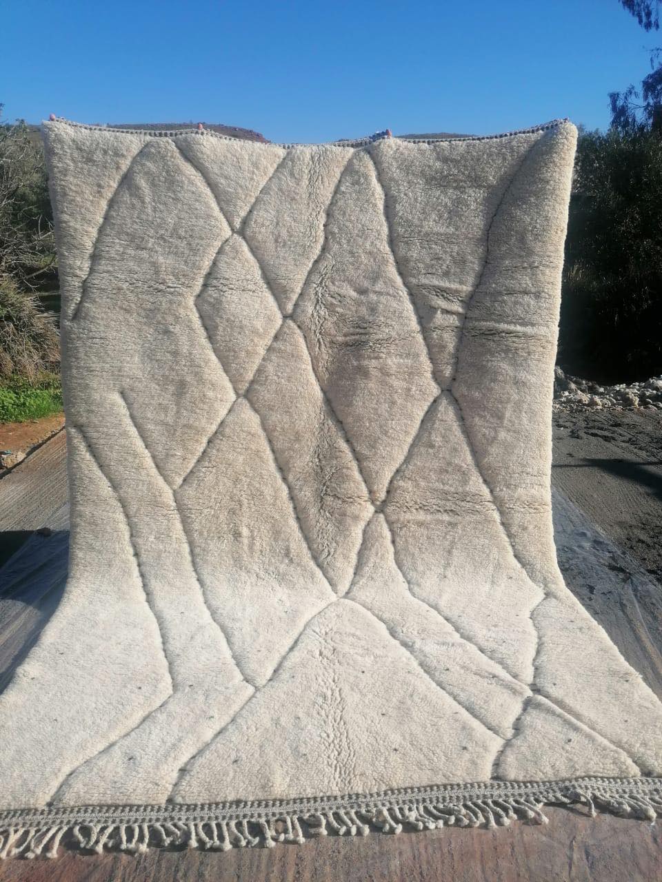 Tapis berbère de luxe Mrirt Salon Blanc