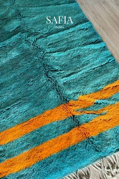 Tapis berbère de luxe Mrirt Bleu Azur I Sur mesure I