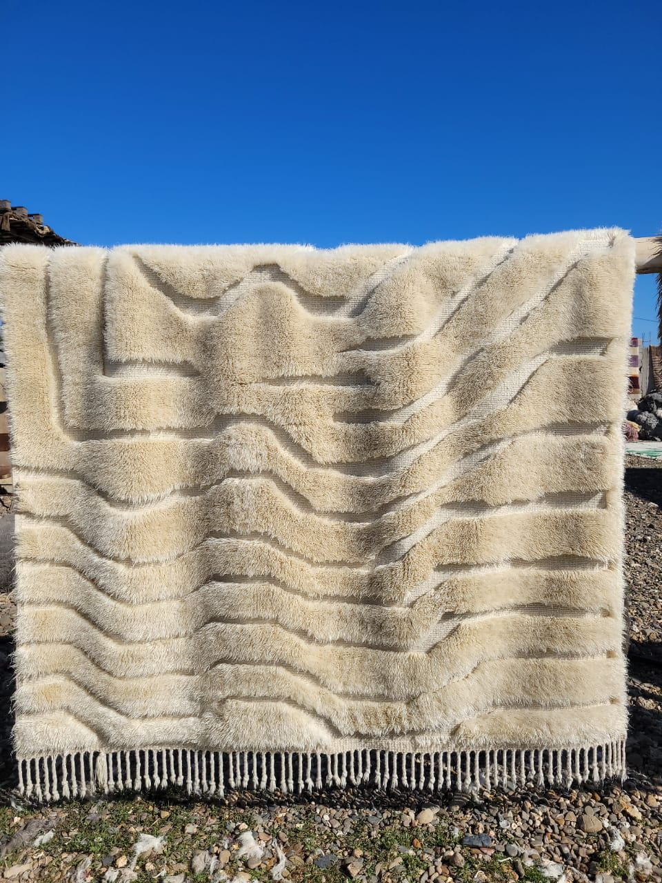 TAPIS Berbère MRIRT Blanc Cassé