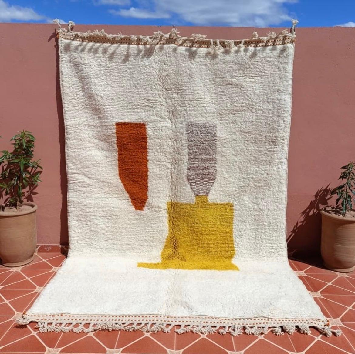 Grand Tapis Beni Ouarain Salon Simple à motifs couleurs