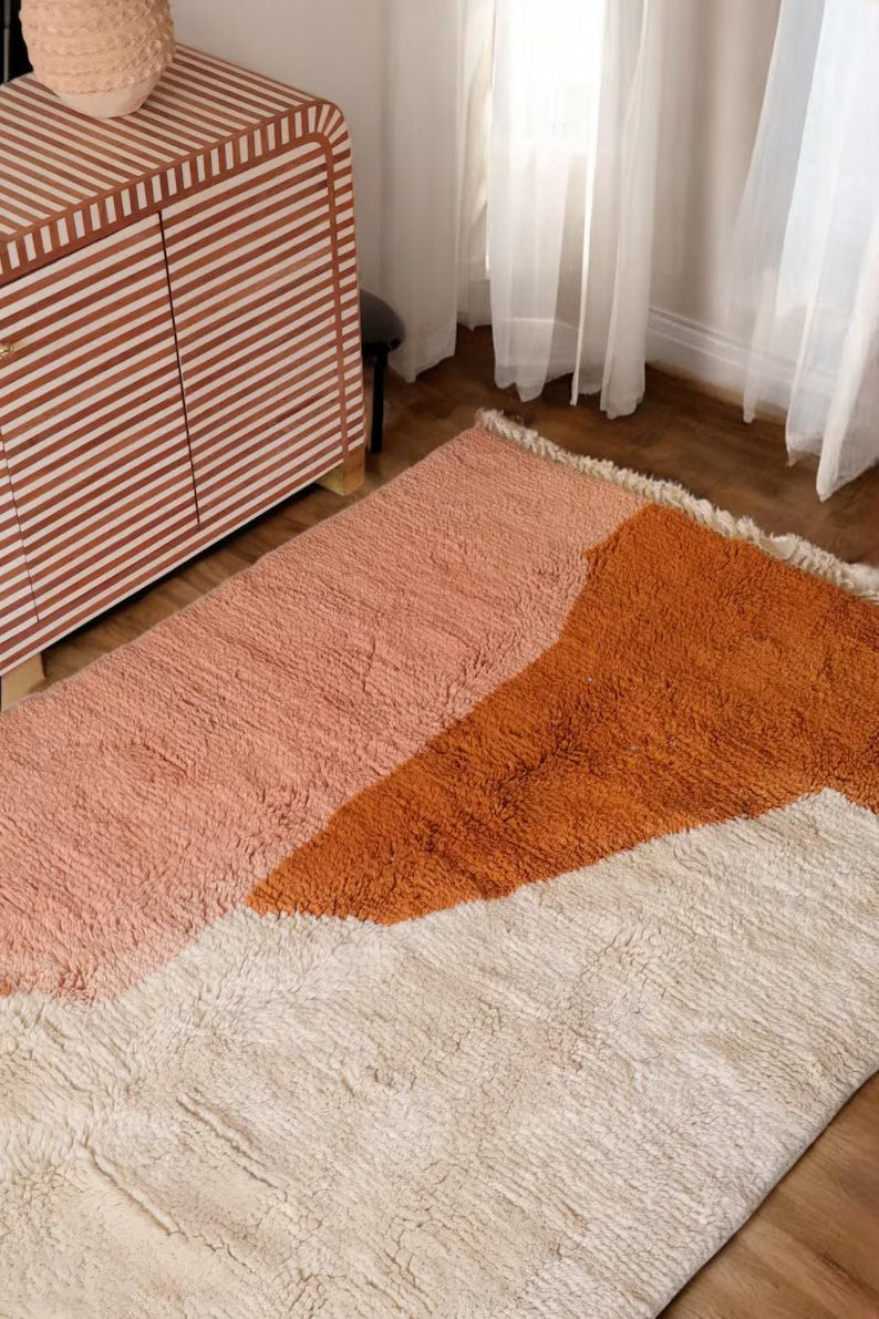 Tapis Berbère Beniourain Blanc Multi-couleurs