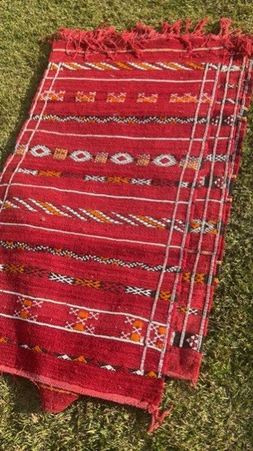 Petit Hanbel Rouge Losanges - SAFIA RUGS