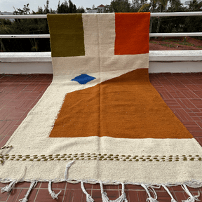 Tapis berbère Zanafi Blanc, Vert, Bleu, Rouge, Orange - SAFIA RUGS