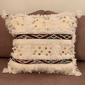 Coussin berbère blanc - SAFIA RUGS