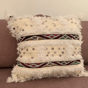 Coussin berbère blanc - SAFIA RUGS