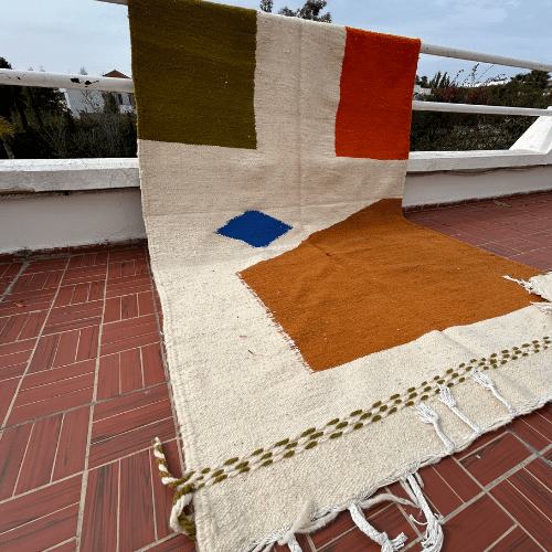 Tapis berbère Zanafi Blanc, Vert, Bleu, Rouge, Orange - SAFIA RUGS