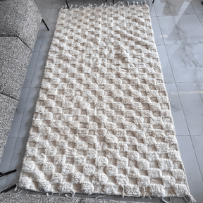 Tapis Beni Ouarain Damier Blanc - SAFIA RUGS