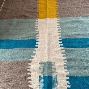 Tapis berbère Zanafi jaune bleu et gris - SAFIA RUGS