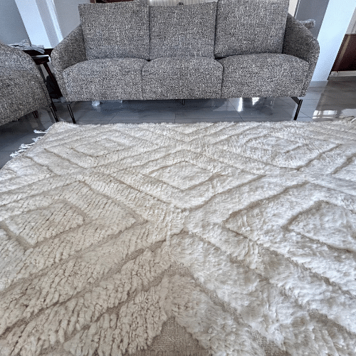 Tapis Beni Ouarain Plusieurs Losanges Blanc - SAFIA RUGS