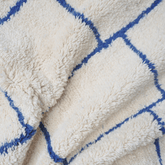 Grand Tapis Beni Ourain Marocain Bleu à Carreaux - SAFIA RUGS