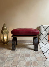 Tabouret Marocain Pliable en Bois & Cuir Naturel