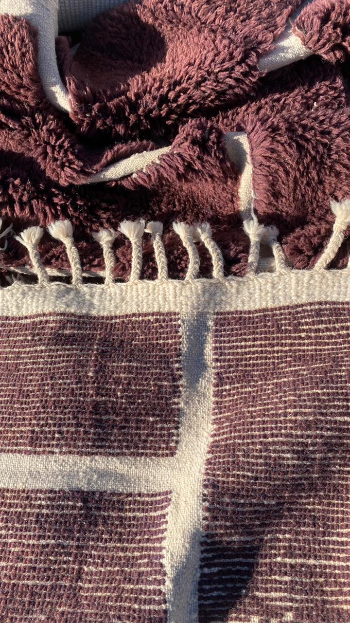 Tapis Mrirt Luxueux Blanc à Carreaux Bordeaux Marronné