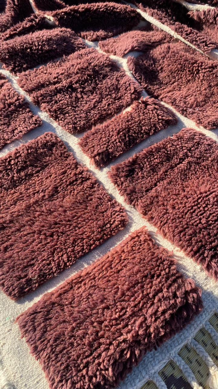 Tapis Mrirt Luxueux Blanc à Carreaux Bordeaux Marronné