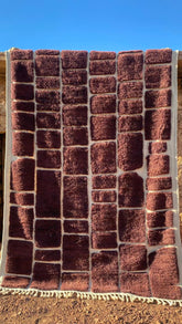 Tapis Mrirt Luxueux Blanc à Carreaux Bordeaux Marronné - SAFIA RUGS