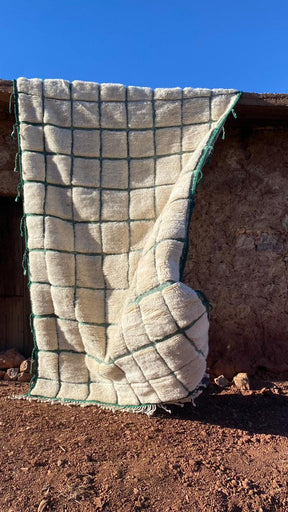 Tapis Mrirt Luxueux Blanc à Carreaux vert