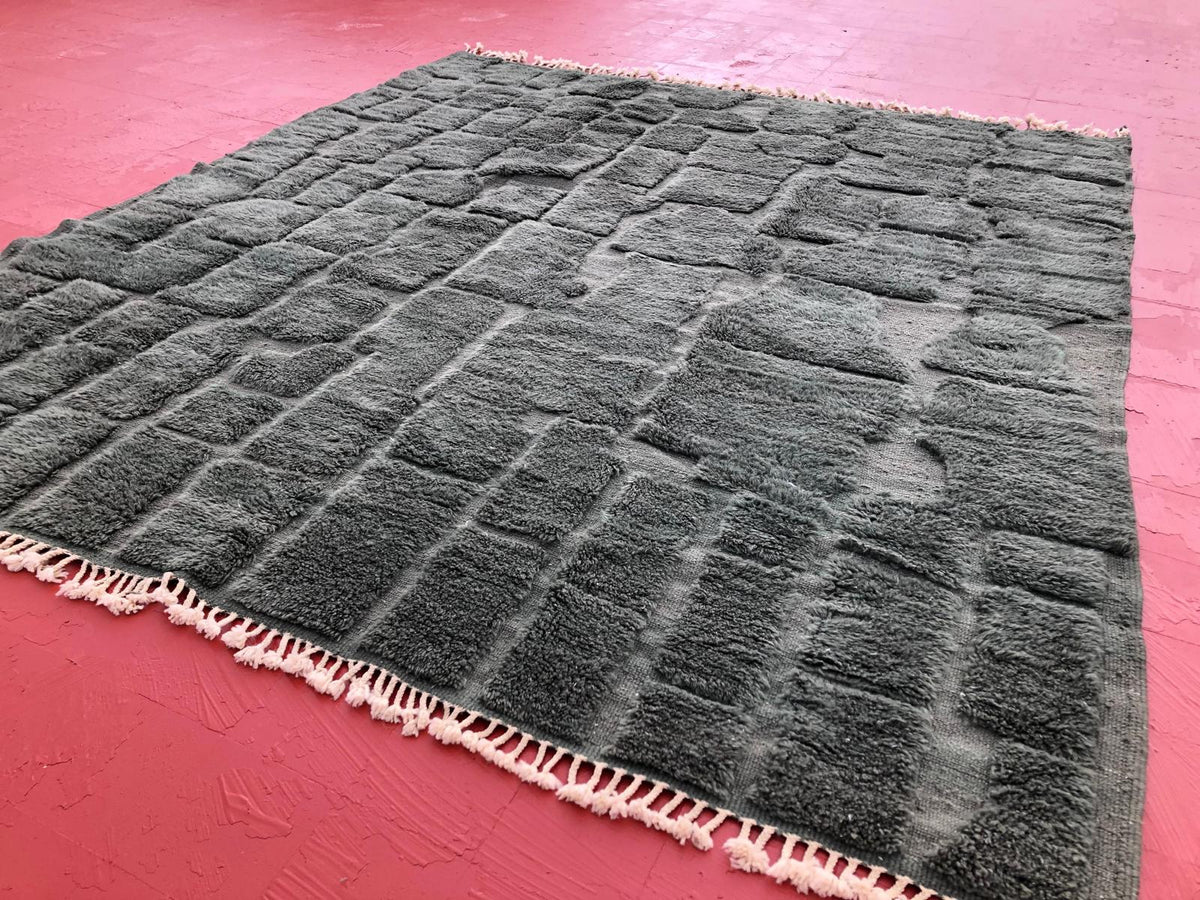 Tapis Mrirt Luxueux à Carreaux Gris