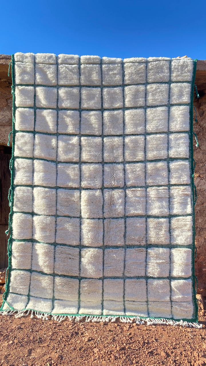 Tapis Mrirt Luxueux Blanc à Carreaux vert
