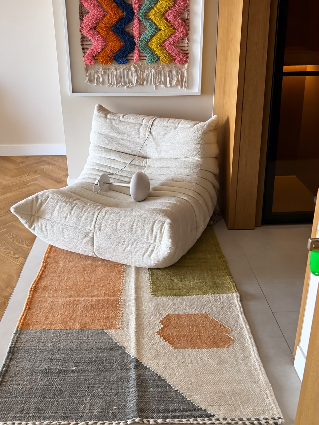 Tapis Berbère Zanafi Saumon Gris et Vert
