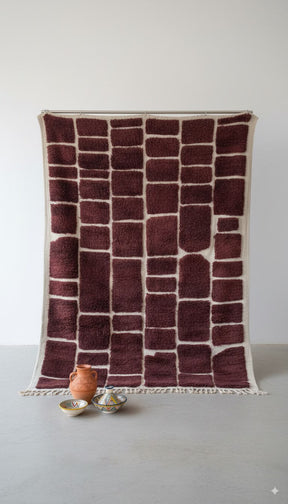 Grand Tapis Mrirt Marron Bordeaux