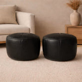 Pouf moderne en Cuir Naturel Marocain
