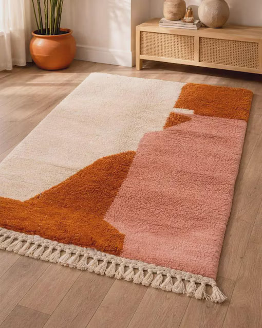 Tapis Berbère Beniourain Blanc Multi-couleurs