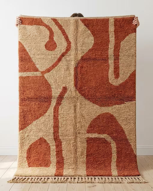 Tapis Berbère Beniourain Beige et Terracotta - SAFIA RUGS