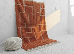 Grand Tapis Beni Ouarain Design Terracotta - SAFIA RUGS