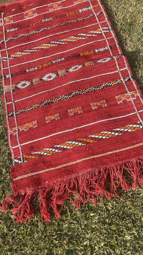 Petit Hanbel Rouge Losanges - SAFIA RUGS