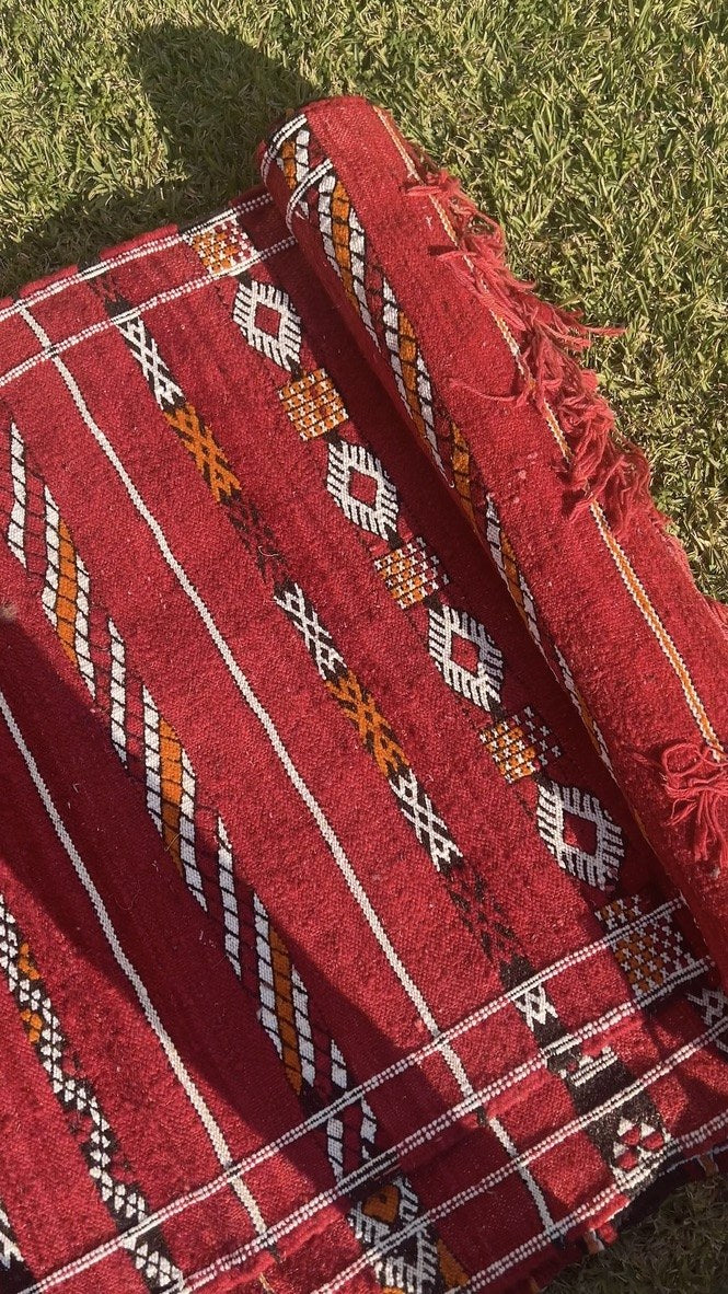 Petit Hanbel Rouge Losanges - SAFIA RUGS