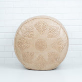 Pouf Rond en Cuir Gravé - SAFIA RUGS