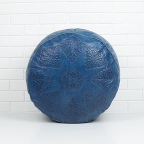 Pouf Rond en Cuir Gravé - SAFIA RUGS