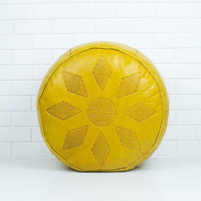 Pouf Rond en Cuir Gravé - SAFIA RUGS