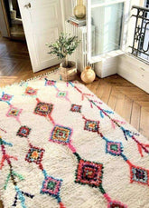 Tapis Azilal à losanges multicolores, tapis berbère coloré – vue 1 | Safia Rugs