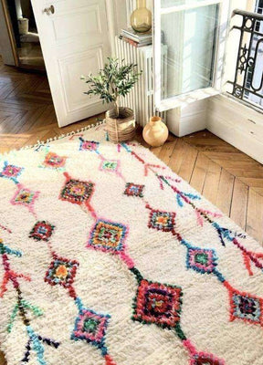 Tapis Azilal à losanges multicolores, tapis berbère coloré – vue 1 | Safia Rugs