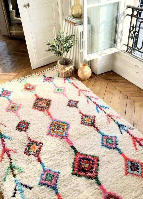 Tapis Azilal à losanges multicolores, tapis berbère coloré – vue 1 | Safia Rugs