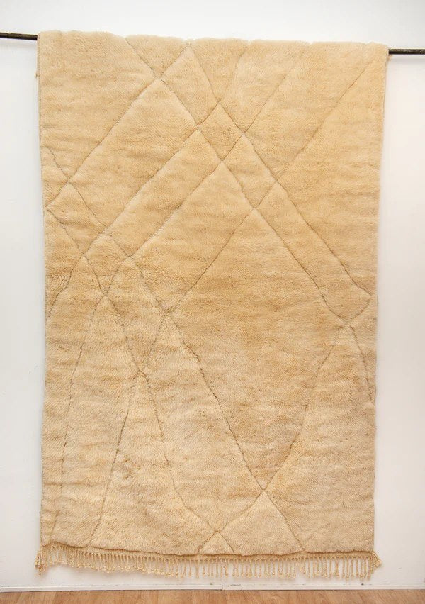 Tapis berbère Mrirt crème à grands losanges, noué main | Safia Rugs