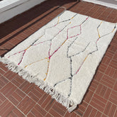 Tapis Berbère Blanc aux Lignes Colorés - SAFIA RUGS